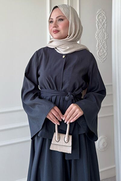 InStyle Wide Sleeve Modal Anthracite Skirt Suit
