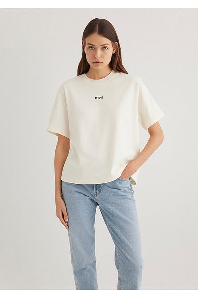 Mavi Logo bedrucktes weißes T-Shirt mit lockerer Passform 1612829 -80194