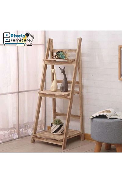 PixelsFurniture Pixel Furniture 3-Tier Foldable Wooden Ladder Rack, Multi-Purpose
