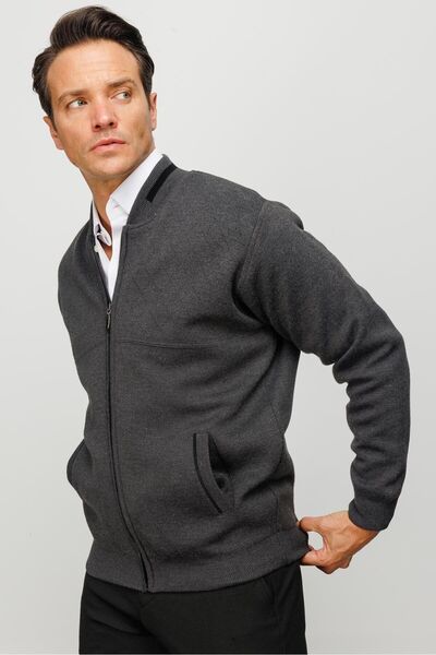 Desen Men's Zippered Long Sleeve Sweater - Minimalist Style