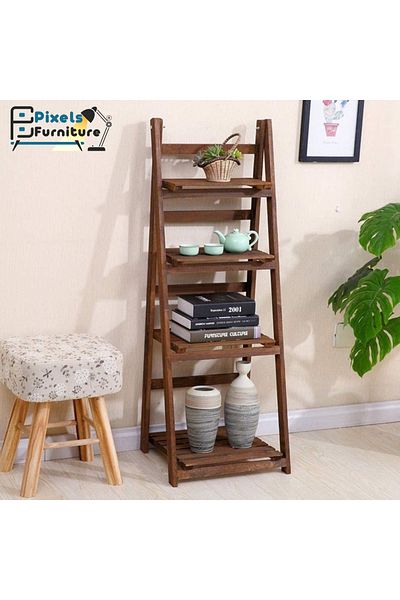 PixelsFurniture Pixel Furniture 4-Tier Foldable Wooden Ladder Rack, Multi-Purpose
