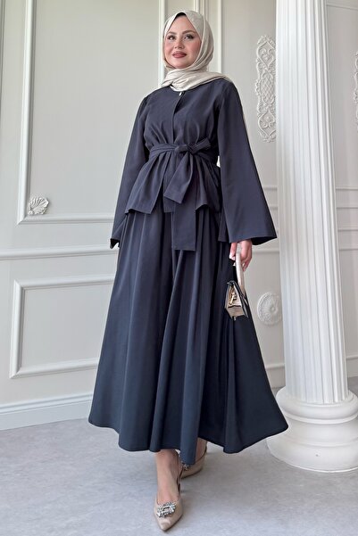 InStyle Wide Sleeve Modal Anthracite Skirt Suit