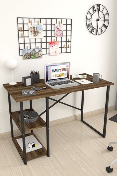 Bofigo 60*120 CM 2 Shelves Metal Study Desk Computer Desk Office Dinner Table Lidya