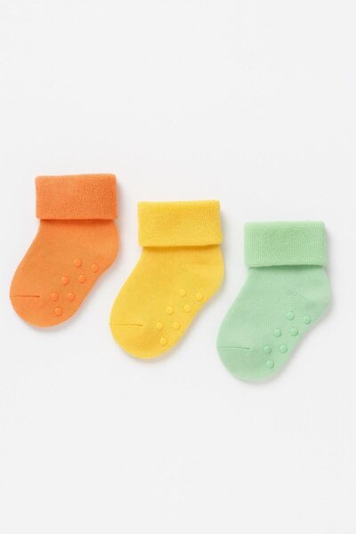 Katia&Bony Baby 3-piece towel socket socks yellow-mint-orange