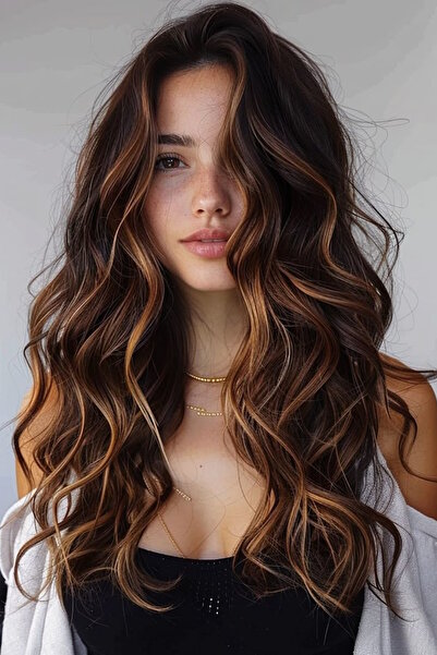 CAŞ DEKORASYON Isıya Dayanıklı Yarımay Çıt Çıt Saç - 2h6 - Kahverengi Balyaj ...