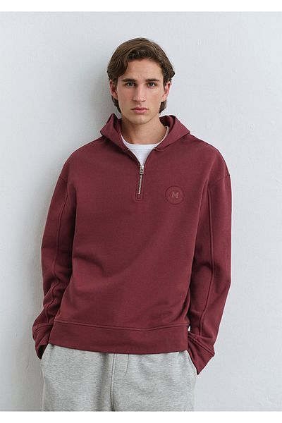 Mavi Burgunderfarbenes Sweatshirt mit halbem Reißverschluss 0S10305-70396