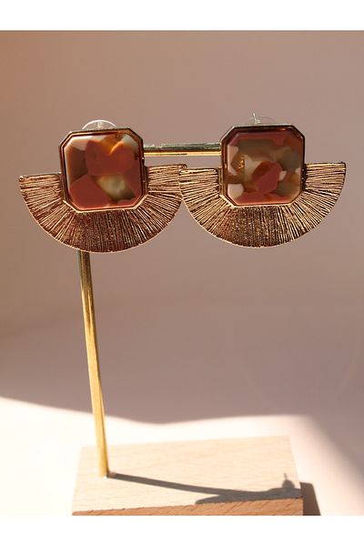 Luvix Design Powder Marble Pattern Half Moon Shape Earrings