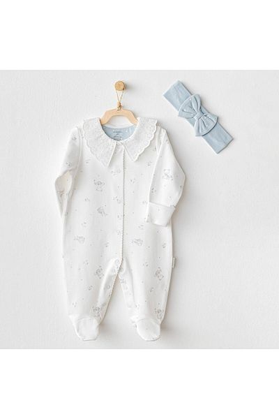 andywawa AC25644 Cuddly Bunny Bear Jumpsuit Set Ecru