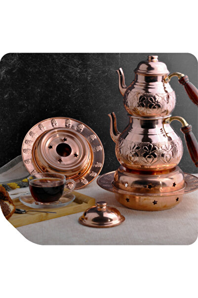 Ardıç Endüstriyel إبريق شاي نحاسي مع موقد عثماني - حجم كبير - إبريق شاي نحاسي...