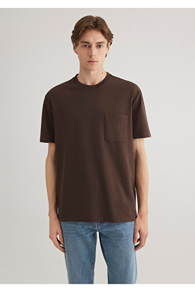 Mavi Καφέ Basic T-Shirt με λεπτομέρεια τσέπης Loose Fit / Loose Relaxed Fit 066248 -88067