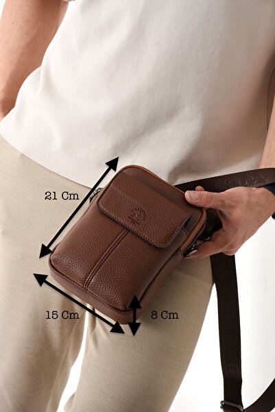 Westpolo Vegan Deri Erkek Postacı Çanta - Taba