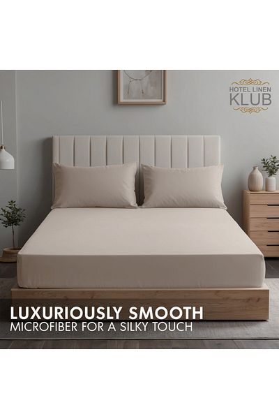 Hotel Linen Klub 3-Piece Microfiber Twin (120x200cm) Plain Fitted Sheet Set