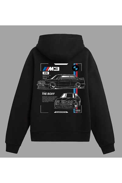 Edizen Bmw M3 E30 Hoodie Unisex Oversize 100% Cotton Black Hooded Sweatshirt