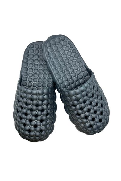 TECOS Closed Toe Slippers For Women, Bubble Design, Size 38, Black, 24 Centimeters