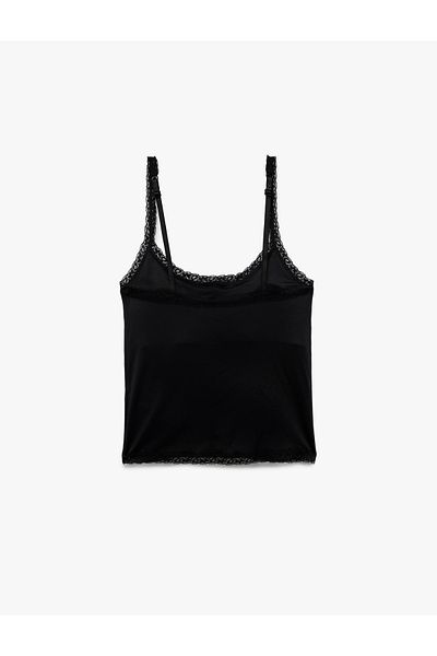 Koton Lace Detailed Thin Strap Crop Tank Top