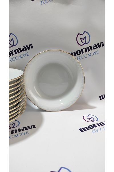 Porland Porcelain Pit Dinner Plate 12 Pieces Gold Gilded 19 Cm