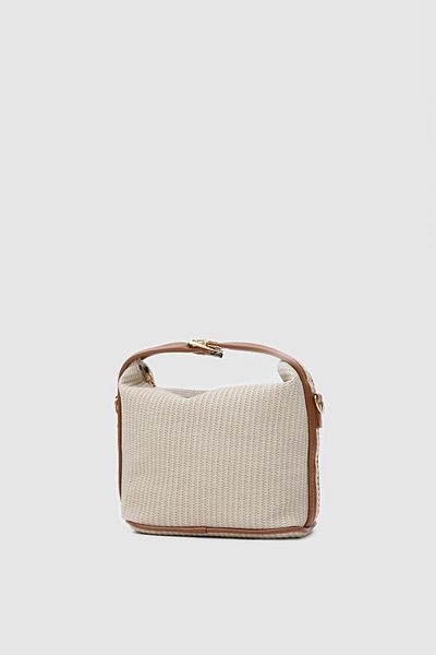 Shule Bags Geantă Hobo Cremă din paie