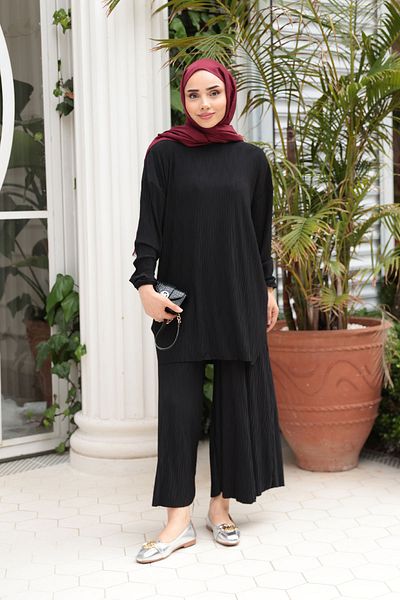 LOCCO Women's Fluffy Fabric Suit Black