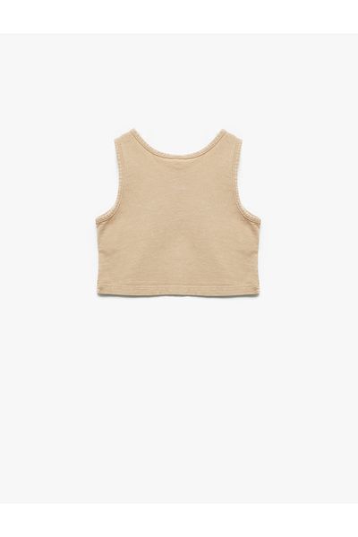 Koton Cotton Crew Neck Sleeveless Embroidered Basic Undershirt