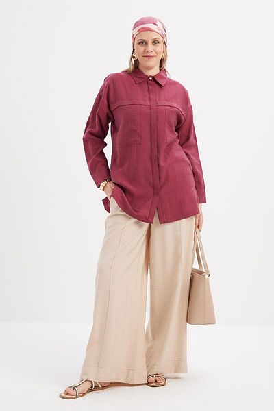 ALLDAY Women's Pocketed Hidden Placket Shirt Tunic