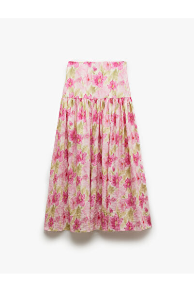 Koton Fusta lungă cu flori din țesătură de viscoză, căptușită