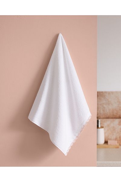 Madame Coco Bastienne Crochet 100% Cotton Face Towel - White/Powder - 50X70 cm