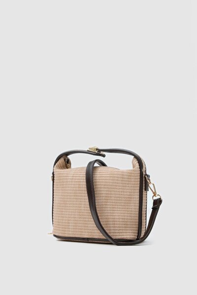 Shule Bags Hobo Straw Crossbody táska bézs