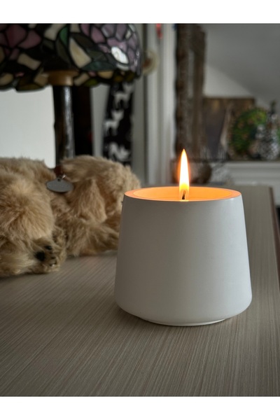 Sedas Plain Plain Bohemian Pattern 1 Piece White Concrete Soy Paraffin Candle