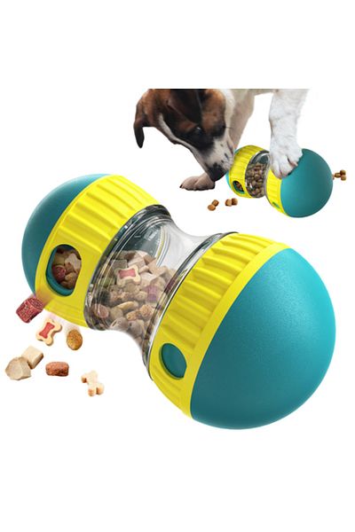 Choice 1pcs Turquoise Dog Puzzle Toy - Elliptical Track Ball Leaky Food Dispenser Interactive Pet Game