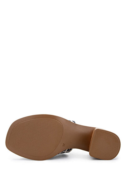 Tamer Tanca Kadın Hakiki Deri Leopar Topuklu Terlik