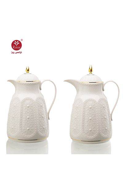 Rose RS-132-Islamic patterned tea and coffee thermos set consisting of 2 rose thermoses, one for 1.5 liters of coffee and one for 1.5 liters of tea