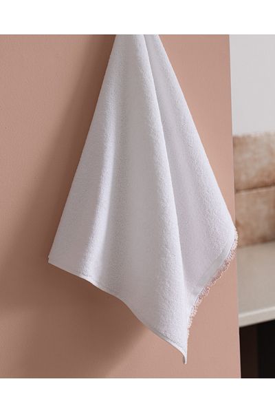 Madame Coco Bastienne Crochet 100% Cotton Face Towel - White/Powder - 50X70 cm