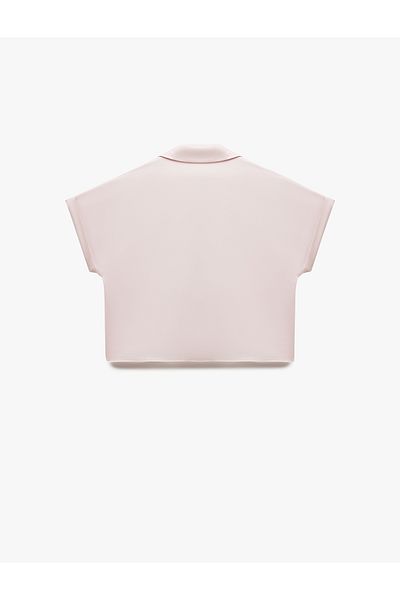 Koton Loose Fit Short Sleeve Classic Collar Satin Shirt