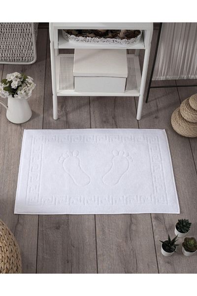 MEŞELİ TEKSTİL 2 Pieces White Hotel Foot Towel Bath Mat