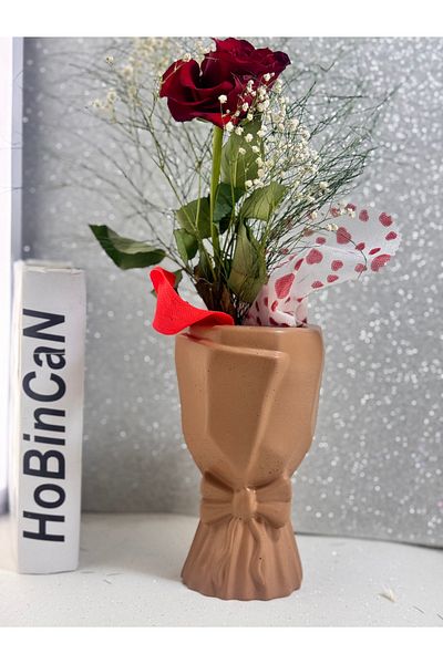 BLANJ Scandinavian Large Bouquet Vase Trinket Flower Holder Decorative Bow Vase 20X10X10Cm Bohemian