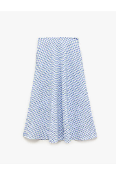 Koton Rahat Kalıp Dokulu Pötikareli Midi Çan Kesim Kloş Etek