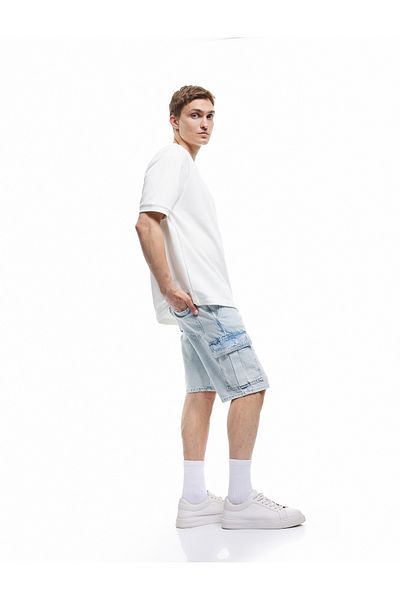 Koton Oversize βαμβακερή τσέπη με λεπτομέρειες Bermuda Cargo Jean σορτς