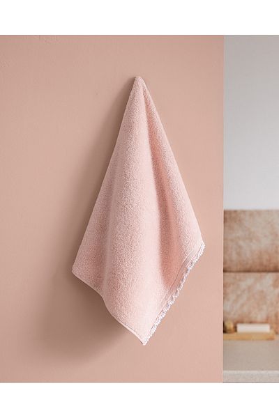 Madame Coco Bastienne Crochet 100% Cotton Face Towel - Powder/White - 50X70 cm