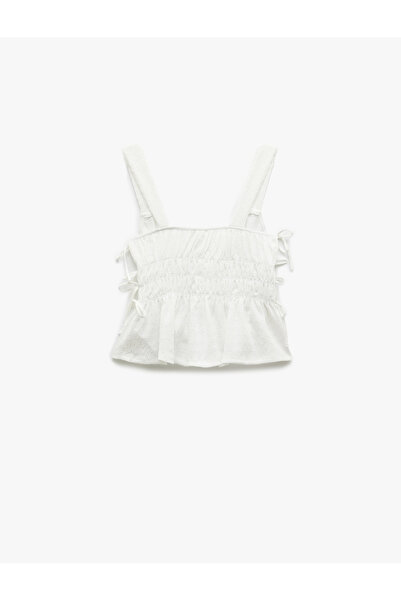 Koton Bürümcük Fabric Binding Detailed Gipeli Square Collar Thick Strap Blouse