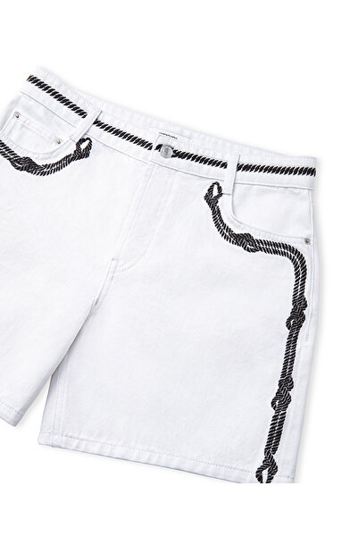 İpekyol Nakışlı non denim şort