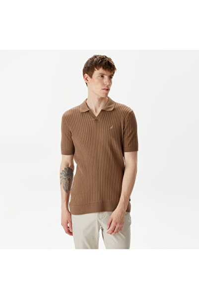 Nautica Erkek Kahverengi Classic Fit Kısa Kollu Kazak