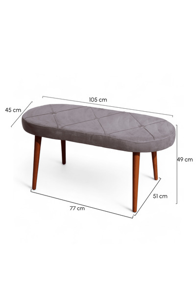 MYMASSA Bench - Soho Yeşil - Ahşap Ceviz Ayak