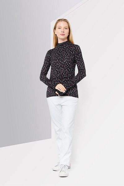 Scotch & Soda Women Mock Neck Long Sleeves Allover Print Top, Multicolor
