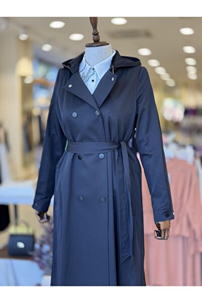 Kayra KUŞAKLI UZUN TRENÇKOT SİYAH 14011