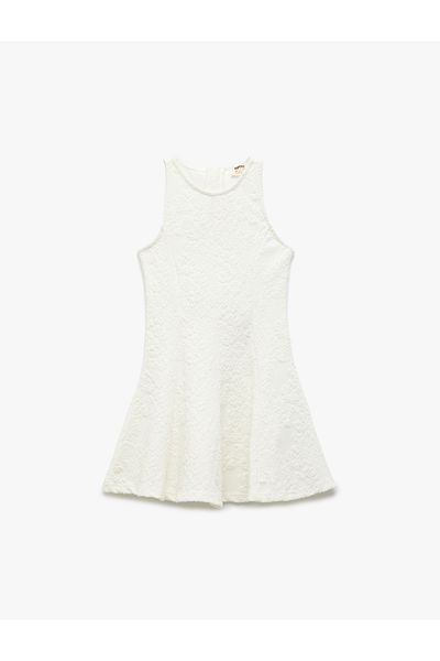 Koton Crew Neck Sleeveless Textured Dress