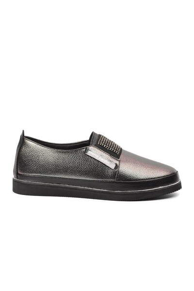 Pierre Cardin Konforlu Taş Detaylı Casual Ayakkabı Gri Kadın Sneaker Platin