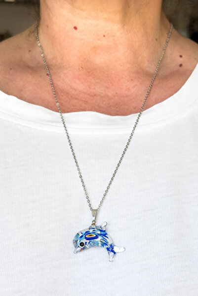biuti مورانو دولفين عين الشر حبة مع سلسلة الصلب قلادة، هدية قلادة دولفين