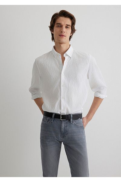 Mavi Gestreiftes weißes Modalhemd Regular Fit 0211446-900