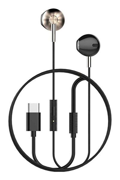 celibery سماعة أذن داخلية من النوع C مع ميكروفون، أسود