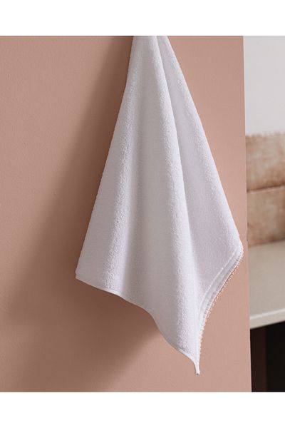 Madame Coco Aveline Crochet 100% Cotton Face Towel - White/Powder - 50X70 cm